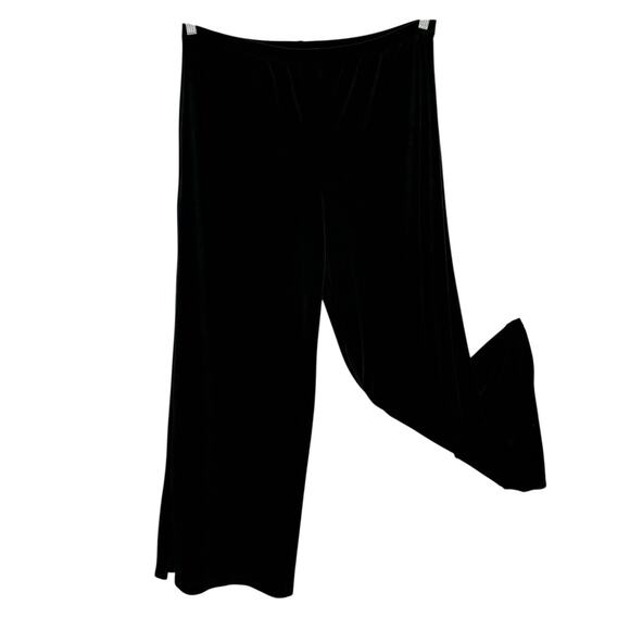 Chicos 3 Velvet Velour Pull on Wide leg Pants size XL Black 33" Inseam split cuf - Picture 1 of 8